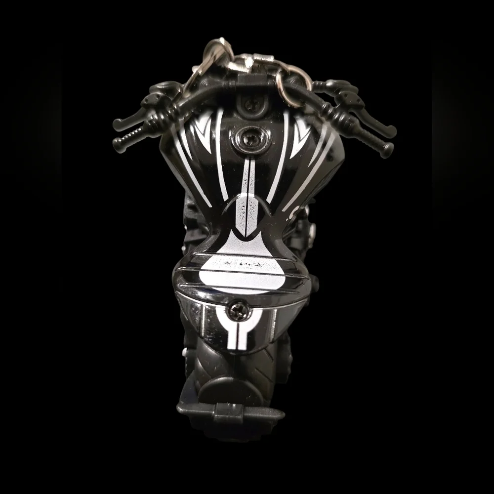 Black Motorcycle Wind Up Bag Charm Keychain